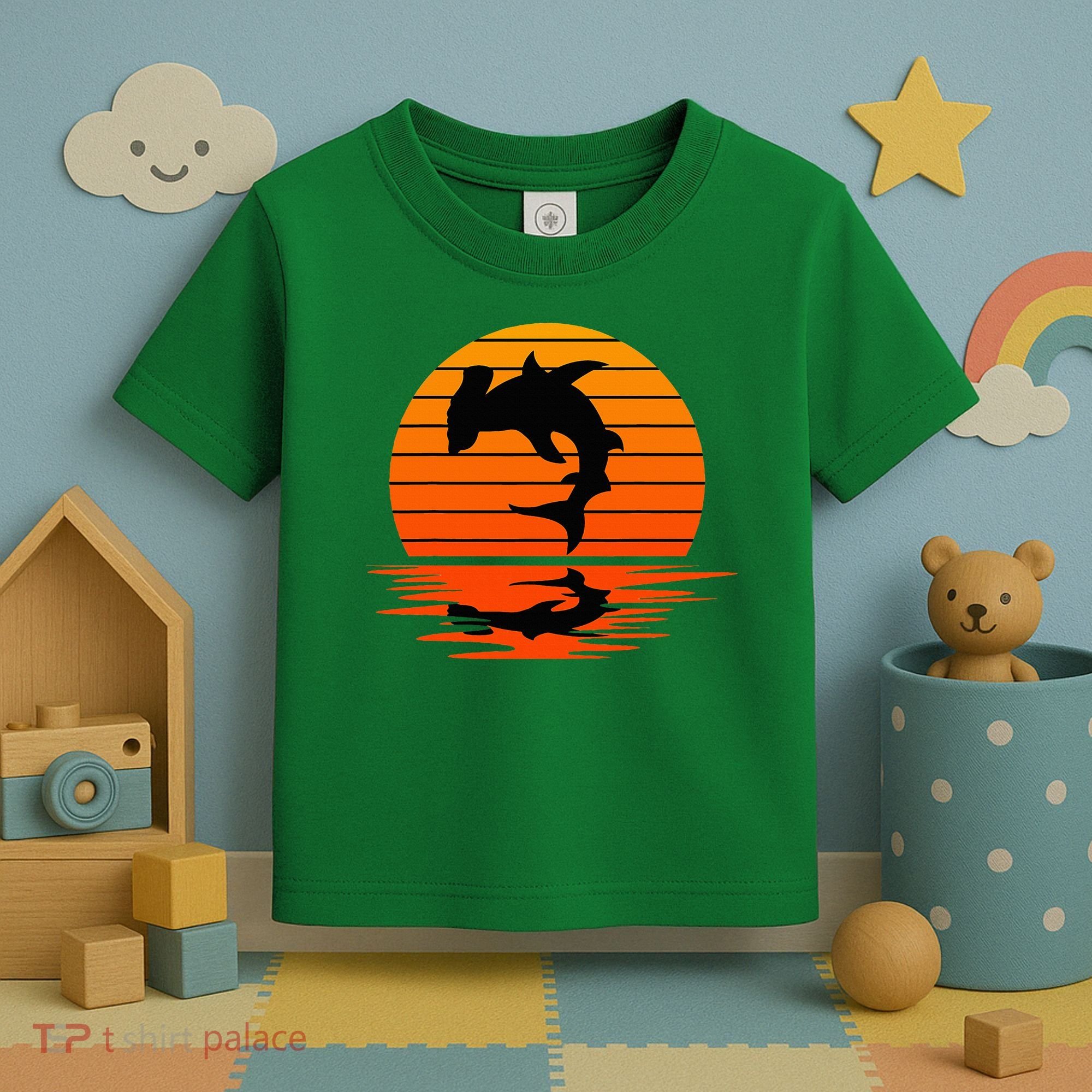Hammerhead Shark Sihouette Sunset Toddler T-Shirt