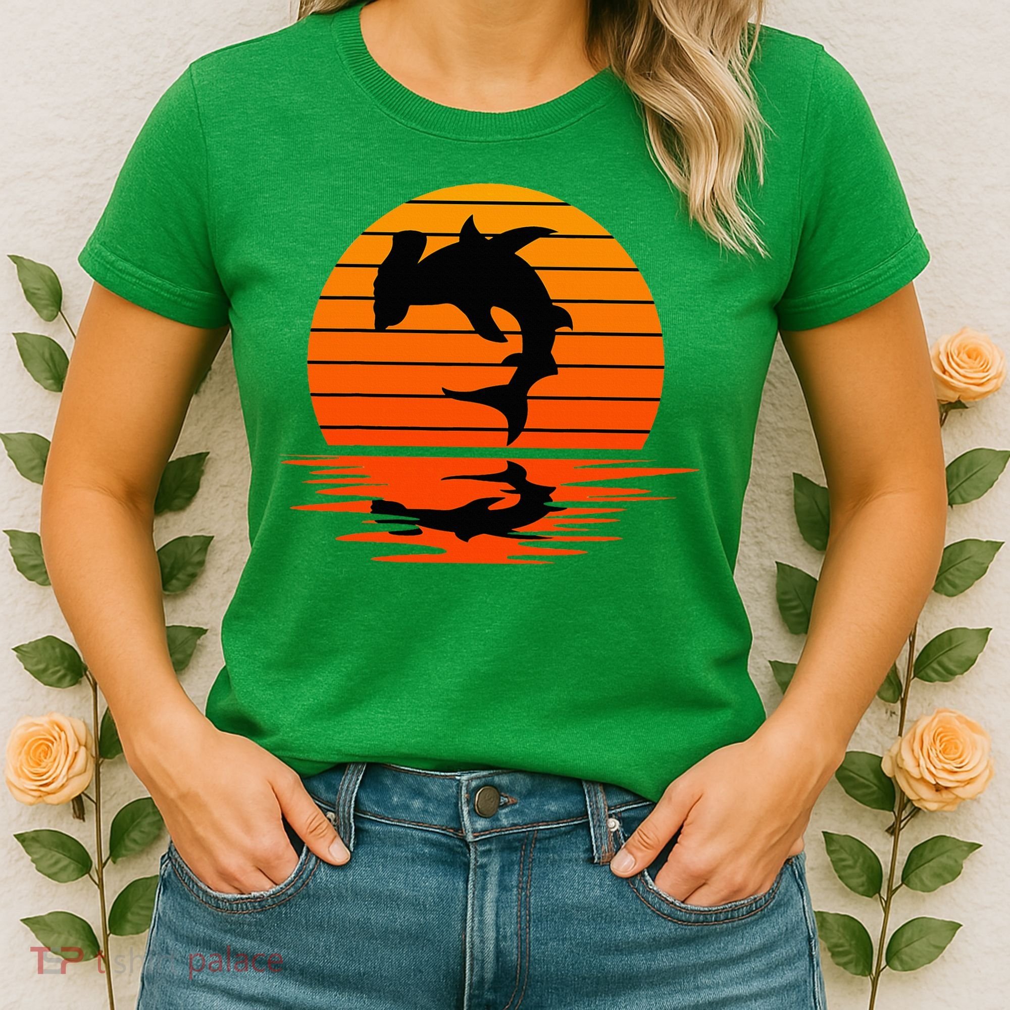 Hammerhead Shark Sihouette Sunset Women's T-Shirt