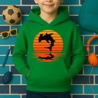 Hammerhead Shark Sihouette Sunset Kids Hoodie thumb 2