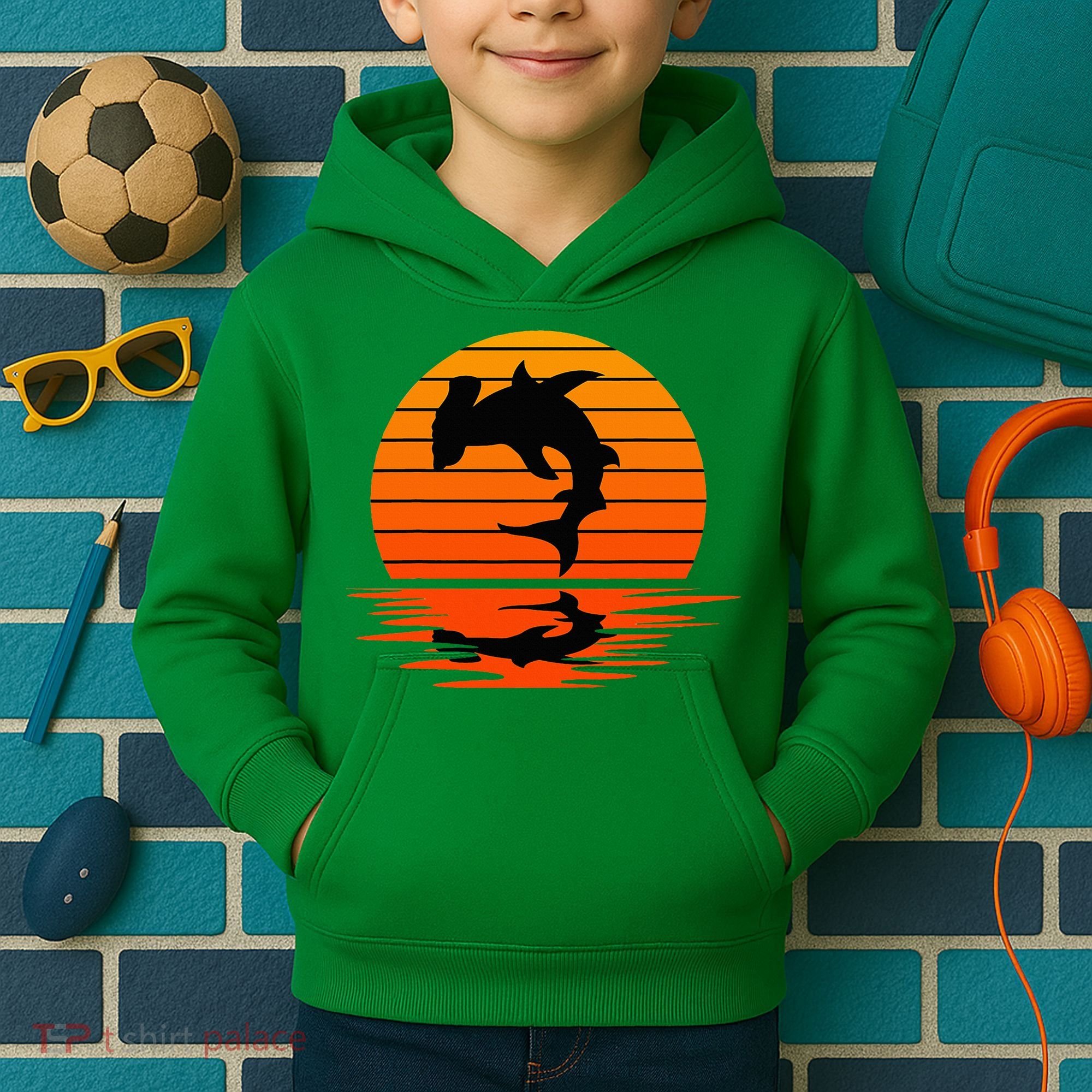 Hammerhead Shark Sihouette Sunset Kids Hoodie