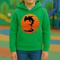 Hammerhead Shark Sihouette Sunset Kids Hoodie thumb 3