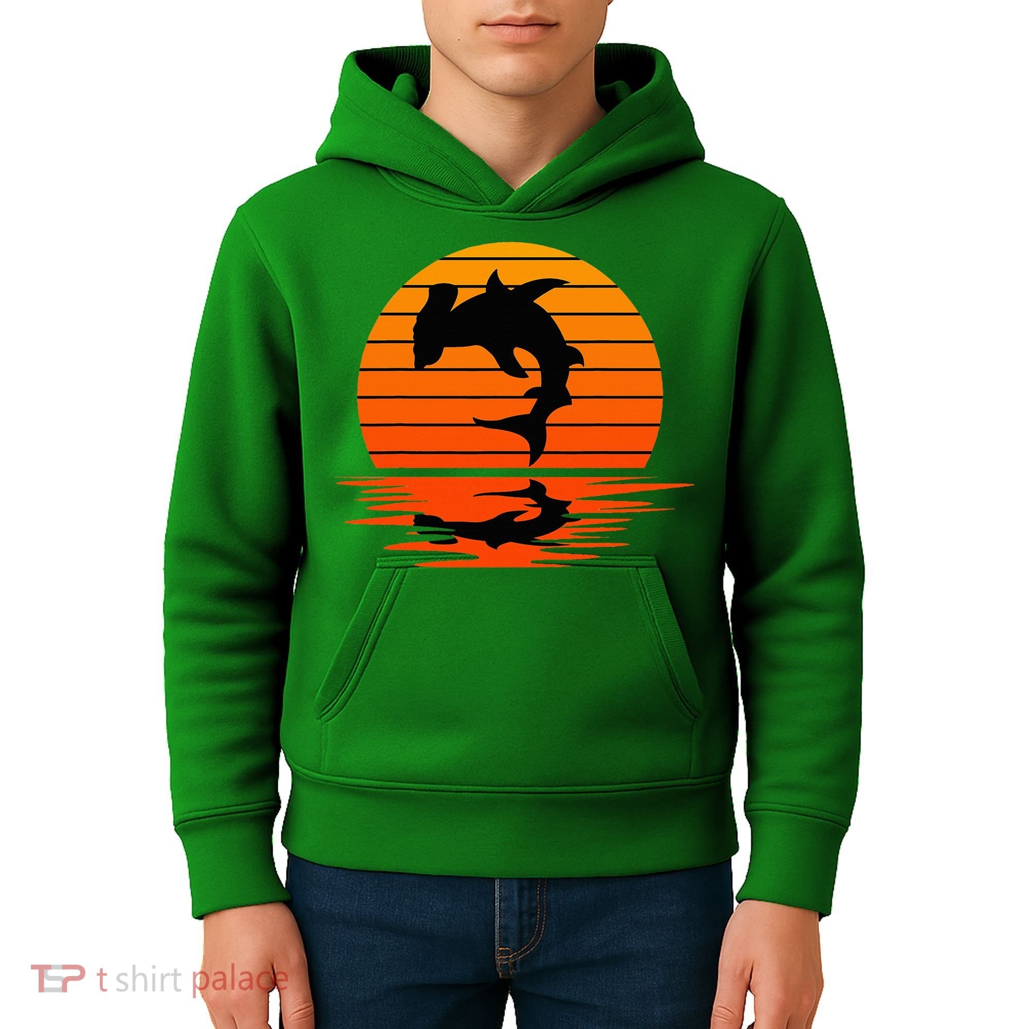 Hammerhead Shark Sihouette Sunset Kids Hoodie