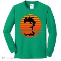 Hammerhead Shark Sihouette Sunset Kids Long Sleeve Shirt thumb 0