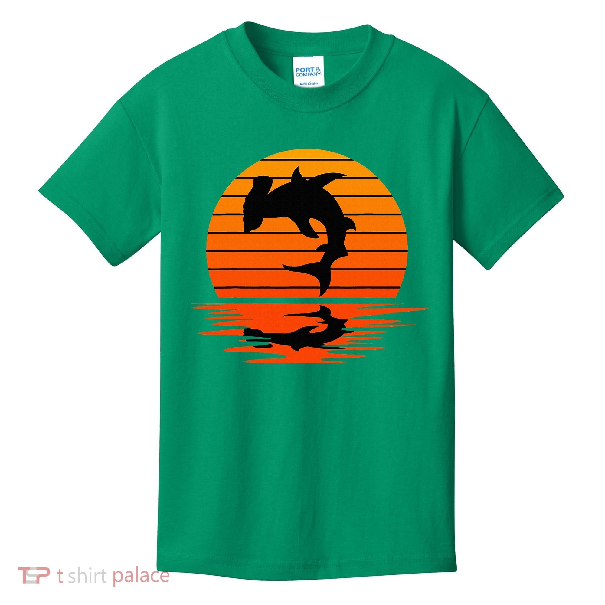 Hammerhead Shark Sihouette Sunset Kids T-Shirt