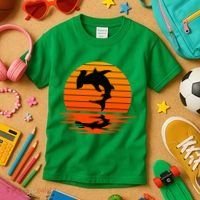 Hammerhead Shark Sihouette Sunset Kids T-Shirt thumb 3