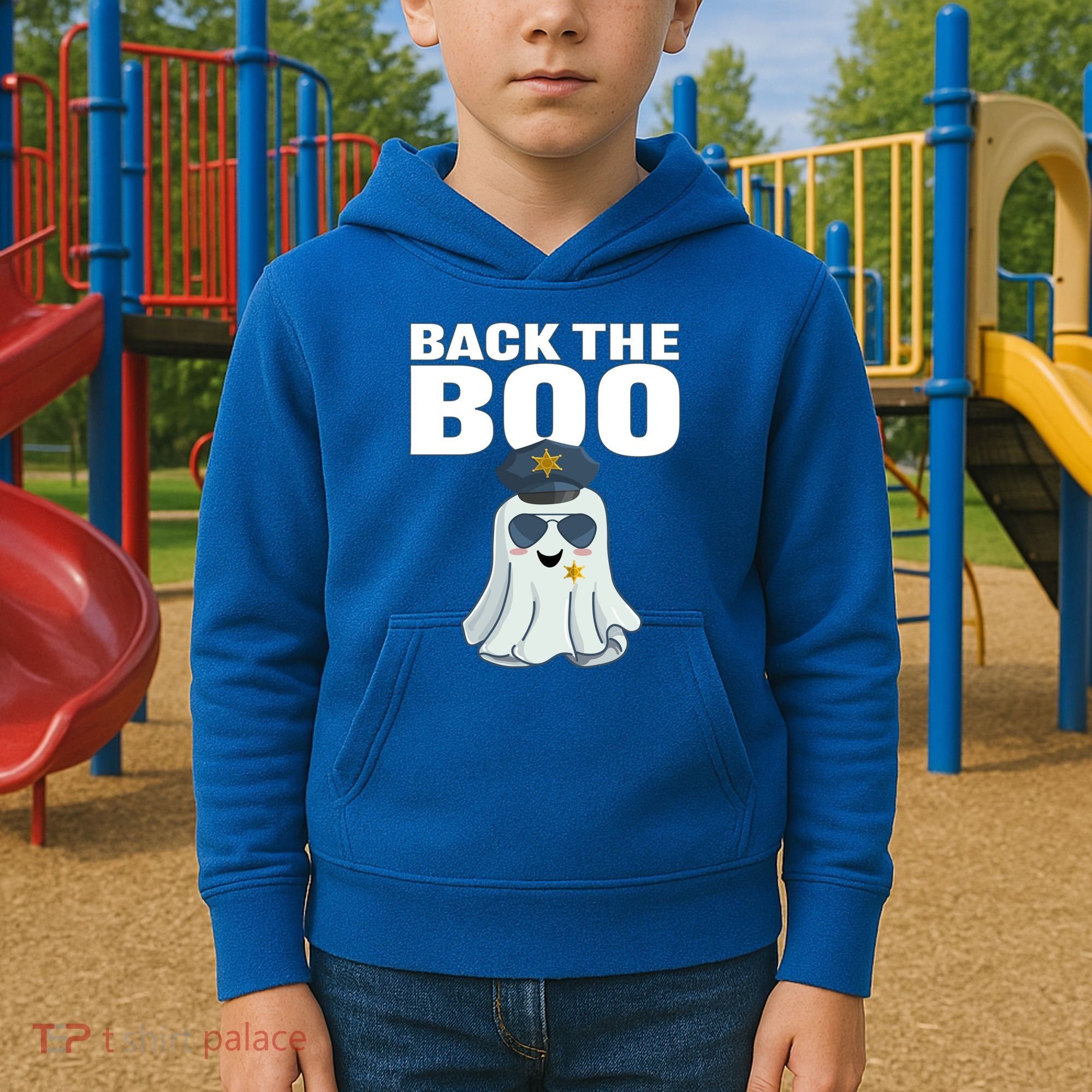 Halloween Spooky Seas The Boo Funny Police Ghost Gift Kids Hoodie
