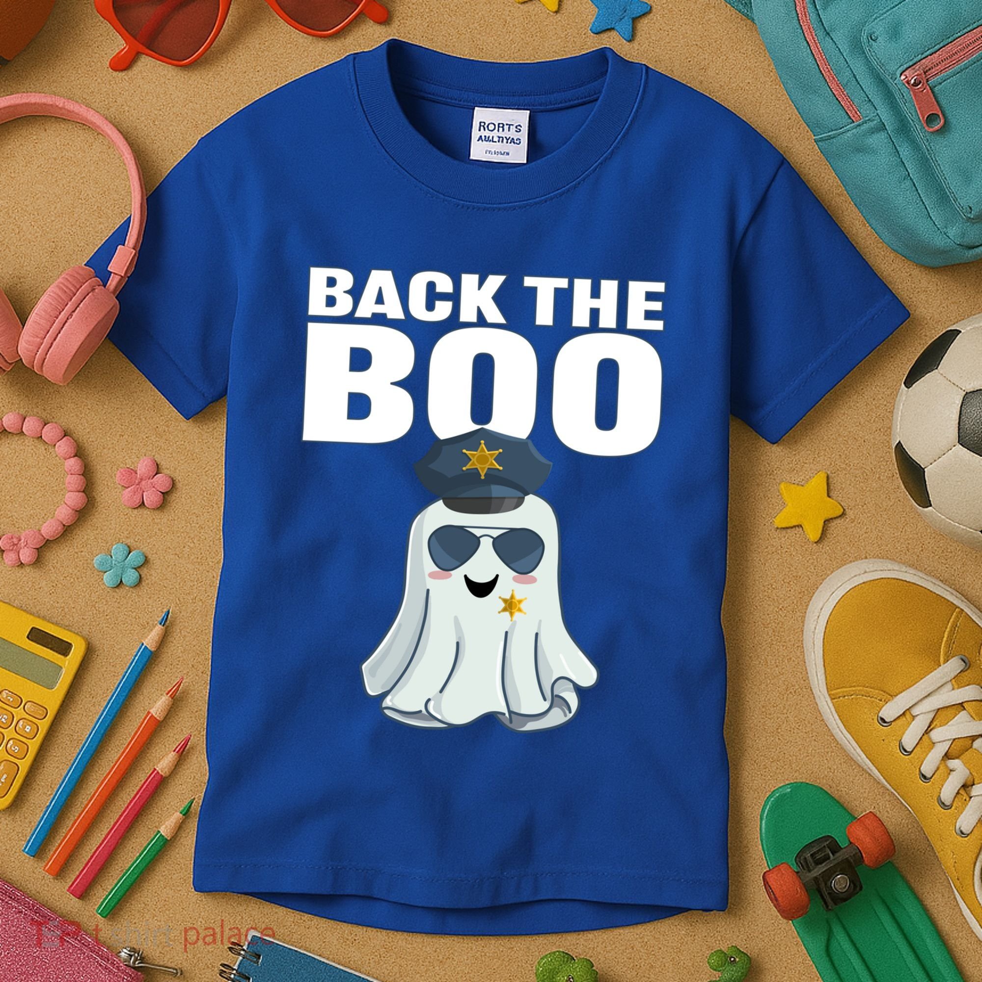 Halloween Spooky Seas The Boo Funny Police Ghost Gift Kids T-Shirt