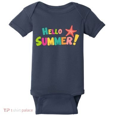 Hello Summer Starfish Colorful Baby Bodysuit