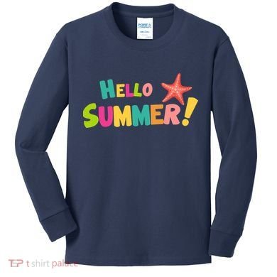 Hello Summer Starfish Colorful Kids Long Sleeve Shirt