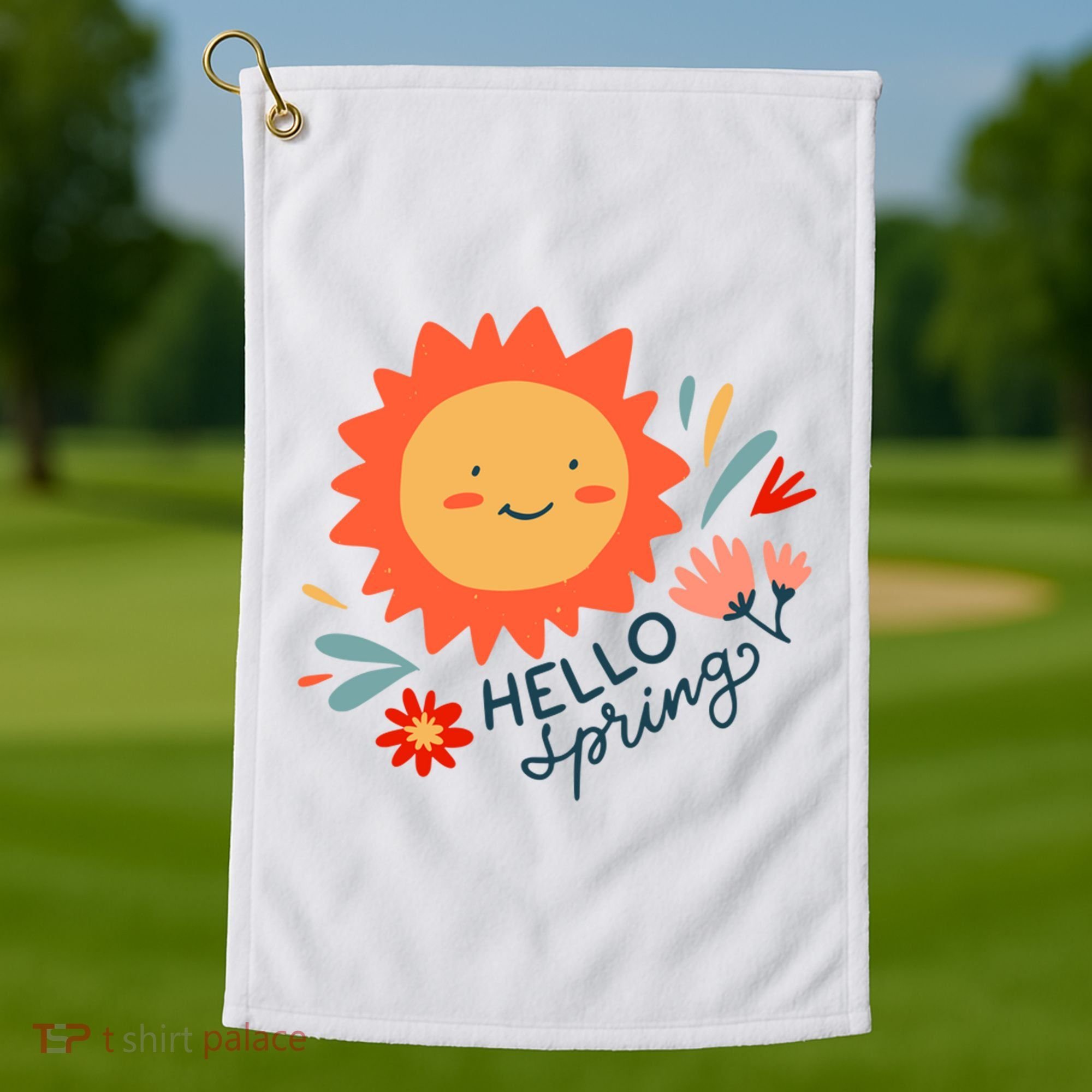 Hello Spring Sunset Floral Golf Towel