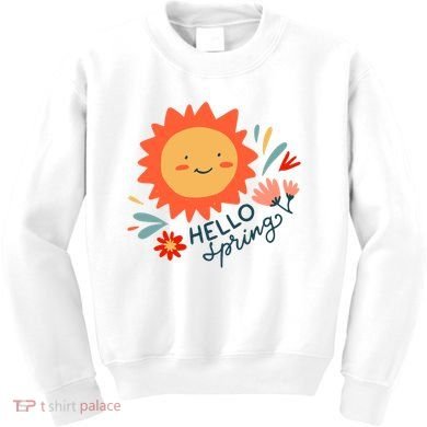 Hello Spring Sunset Floral Kids Sweatshirt
