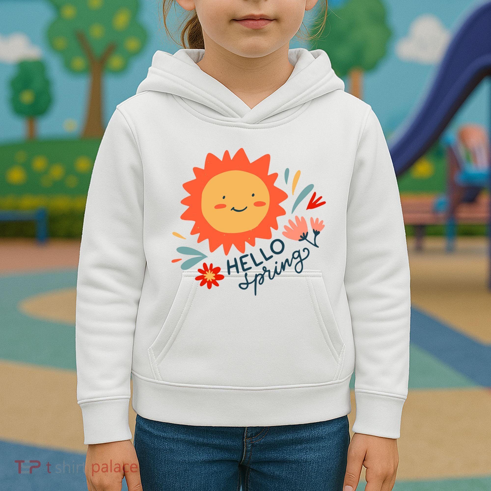 Hello Spring Sunset Floral Kids Hoodie