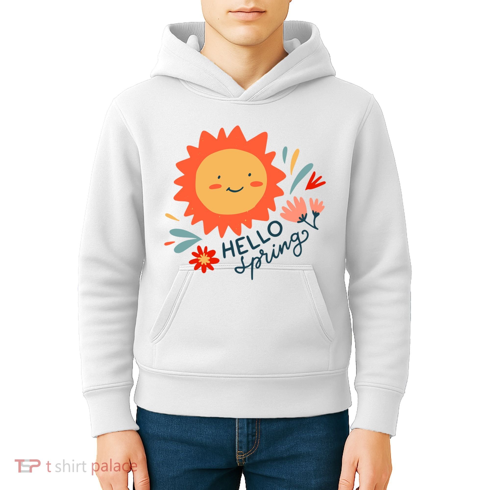 Hello Spring Sunset Floral Kids Hoodie