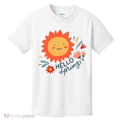 Hello Spring Sunset Floral Kids T-Shirt