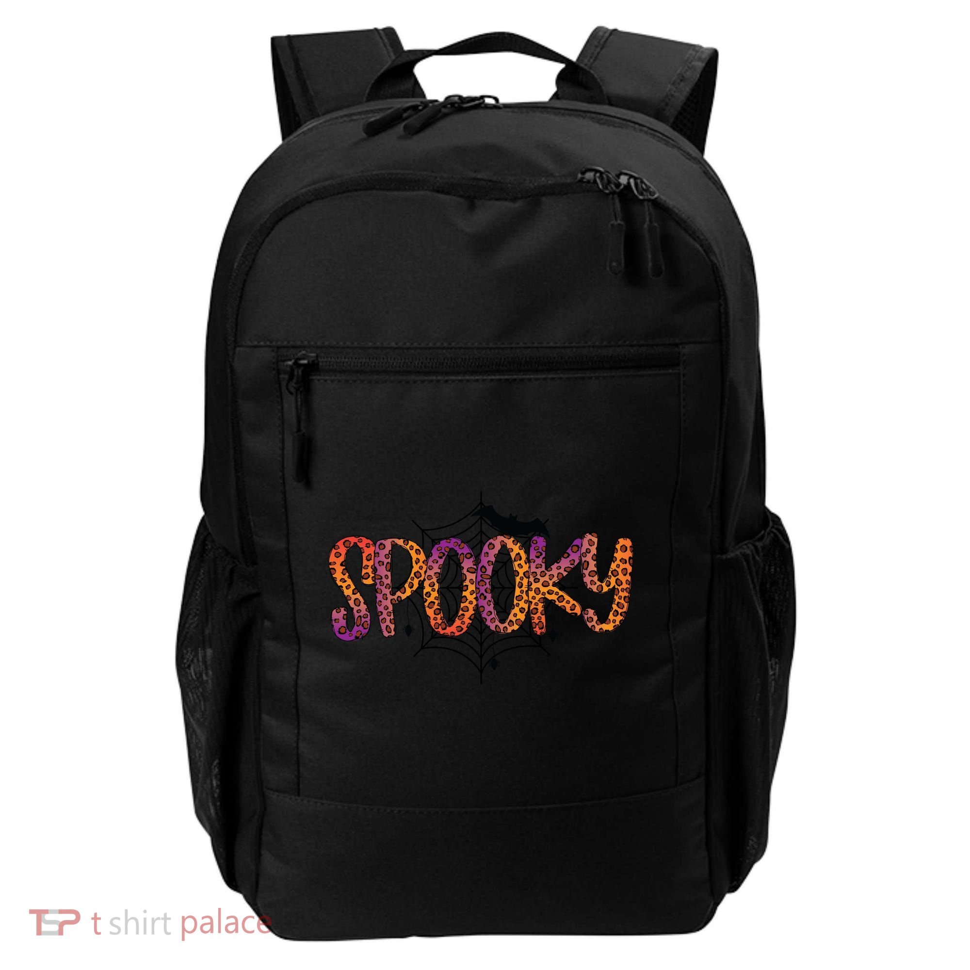 Halloween Spooky Spiderweb Leopard Halloween Day Backpack
