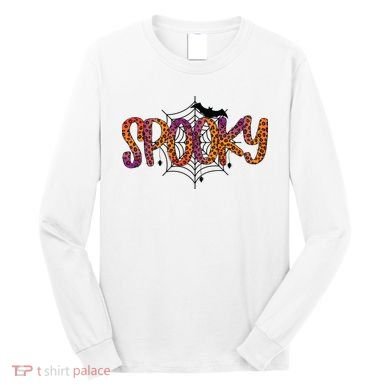 Halloween Spooky Spiderweb Leopard Halloween Day Long Sleeve Shirt