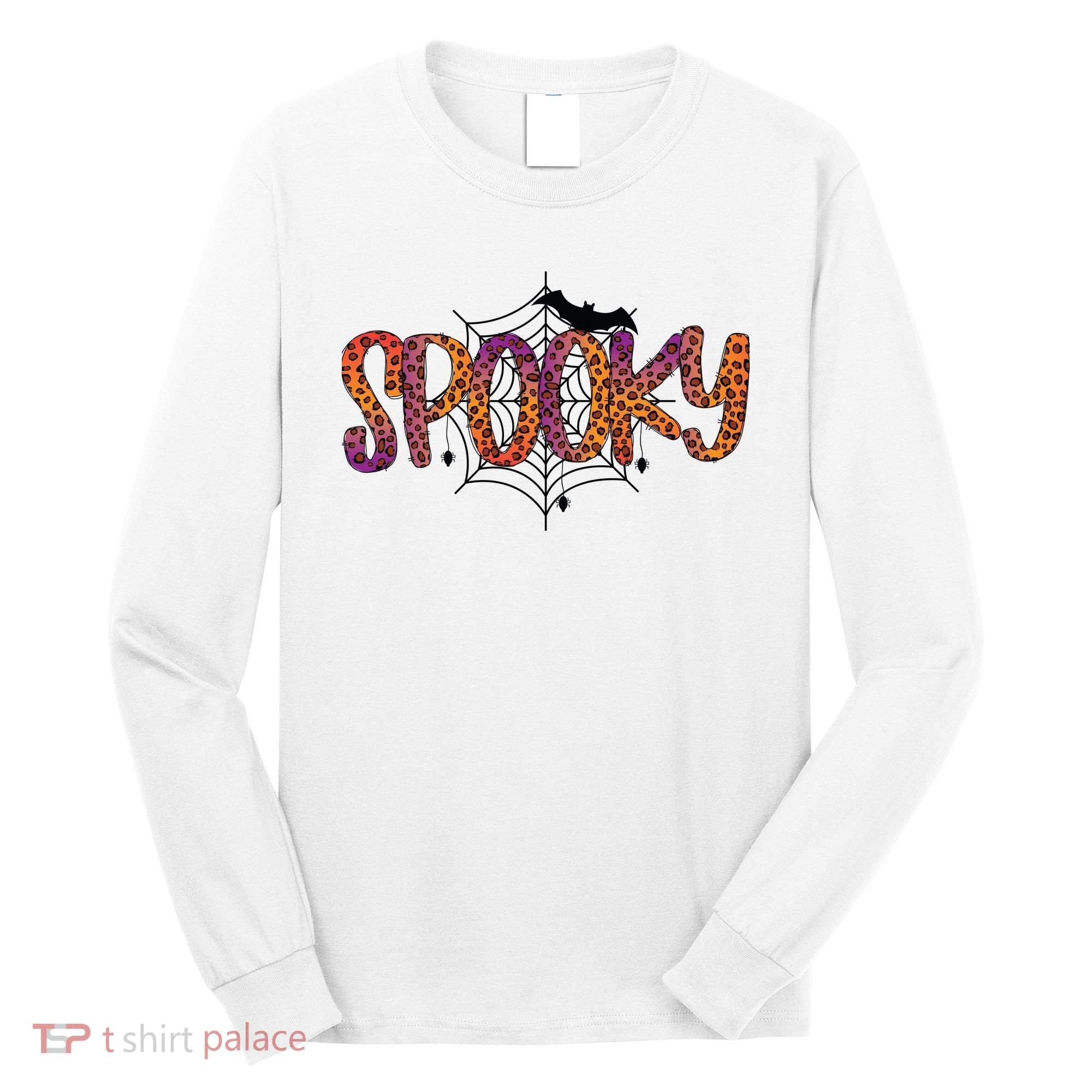 Halloween Spooky Spiderweb Leopard Halloween Day Long Sleeve Shirt