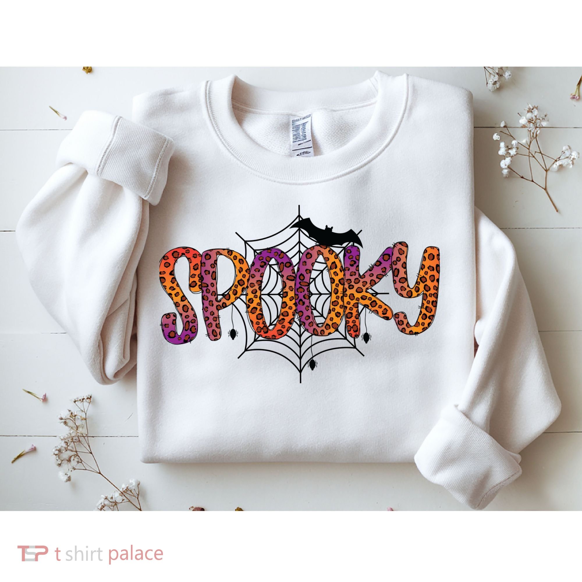 Halloween Spooky Spiderweb Leopard Halloween Day Sweatshirt
