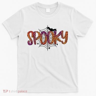 Halloween Spooky Spiderweb Leopard Halloween Day T-Shirt