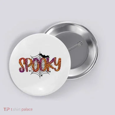 Halloween Spooky Spiderweb Leopard Halloween Day Button