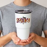 Halloween Spooky Spiderweb Leopard Halloween Day Tumbler thumb 2