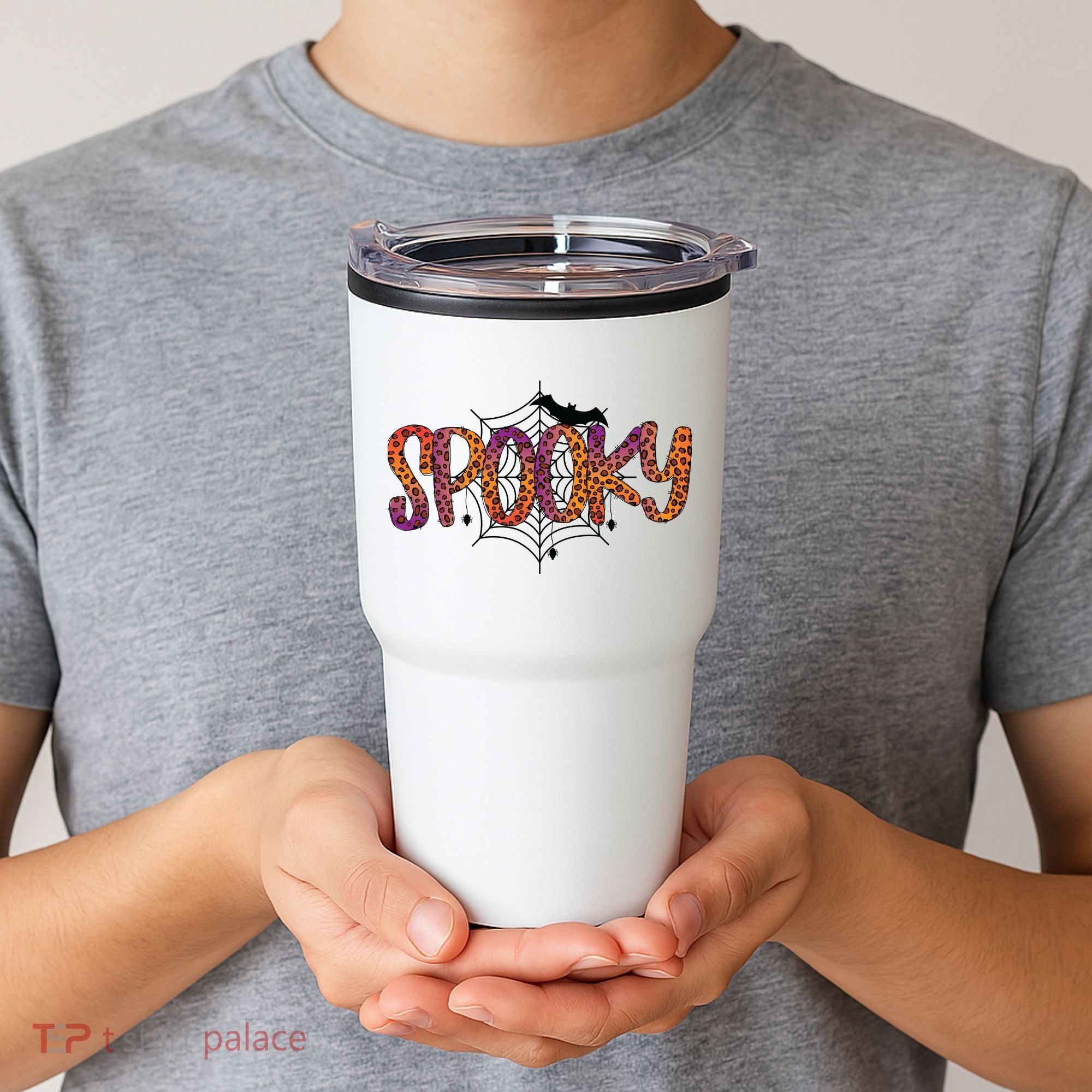 Halloween Spooky Spiderweb Leopard Halloween Day Tumbler