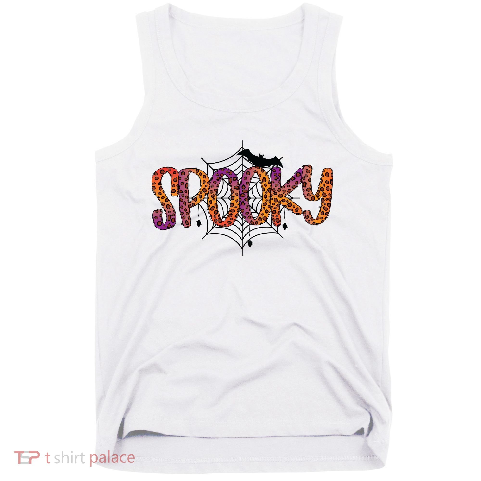Halloween Spooky Spiderweb Leopard Halloween Day Tank Top