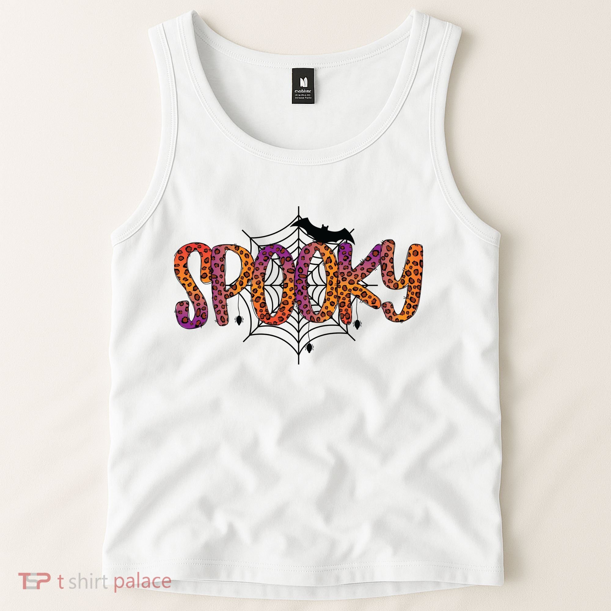 Halloween Spooky Spiderweb Leopard Halloween Day Tank Top
