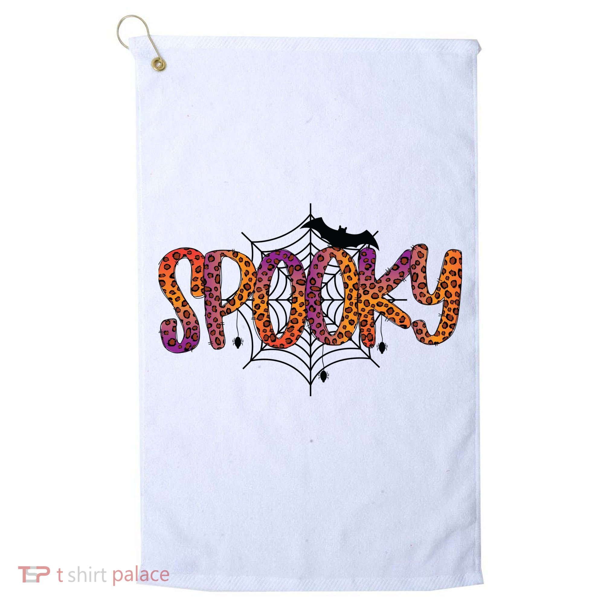 Halloween Spooky Spiderweb Leopard Halloween Day Golf Towel