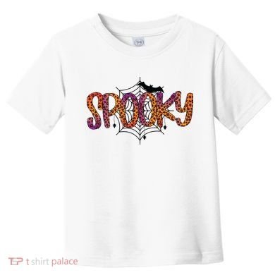 Halloween Spooky Spiderweb Leopard Halloween Day Toddler T-Shirt