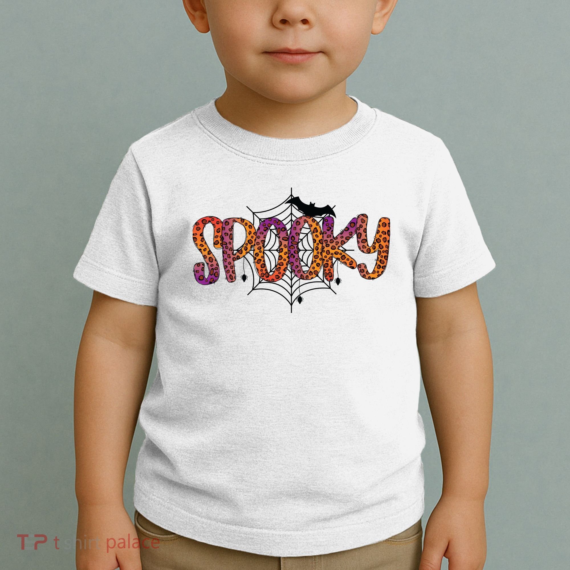 Halloween Spooky Spiderweb Leopard Halloween Day Toddler T-Shirt