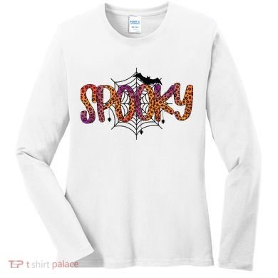 Halloween Spooky Spiderweb Leopard Halloween Day Women's Long Sleeve Shirt