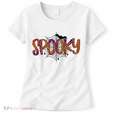 Halloween Spooky Spiderweb Leopard Halloween Day Women's T-Shirt