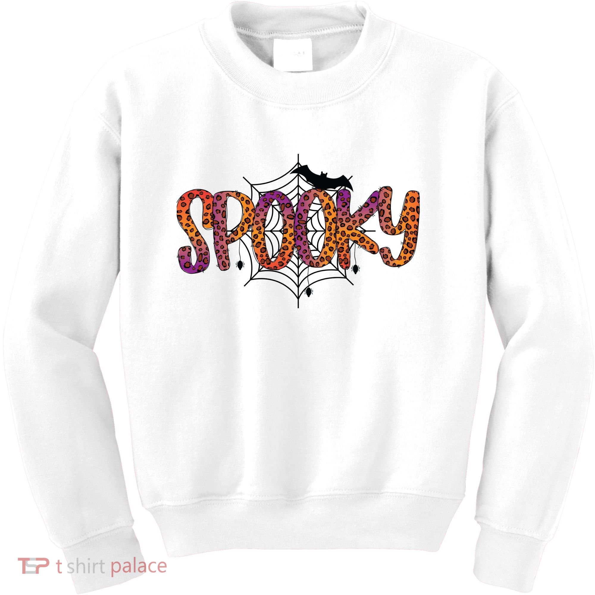 Halloween Spooky Spiderweb Leopard Halloween Day Kids Sweatshirt