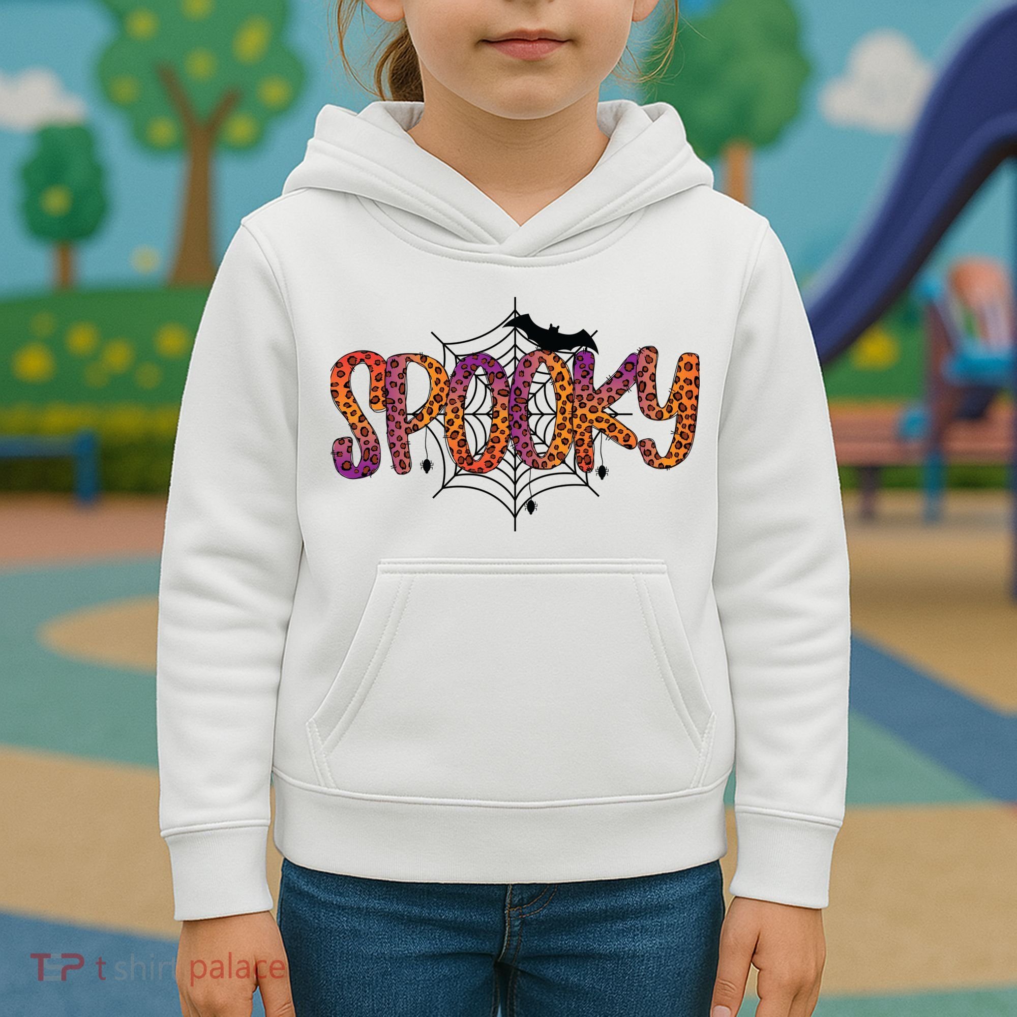 Halloween Spooky Spiderweb Leopard Halloween Day Kids Hoodie