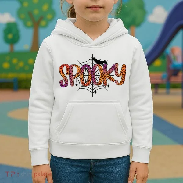 Halloween Spooky Spiderweb Leopard Halloween Day Kids Hoodie