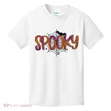 Halloween Spooky Spiderweb Leopard Halloween Day Kids T-Shirt