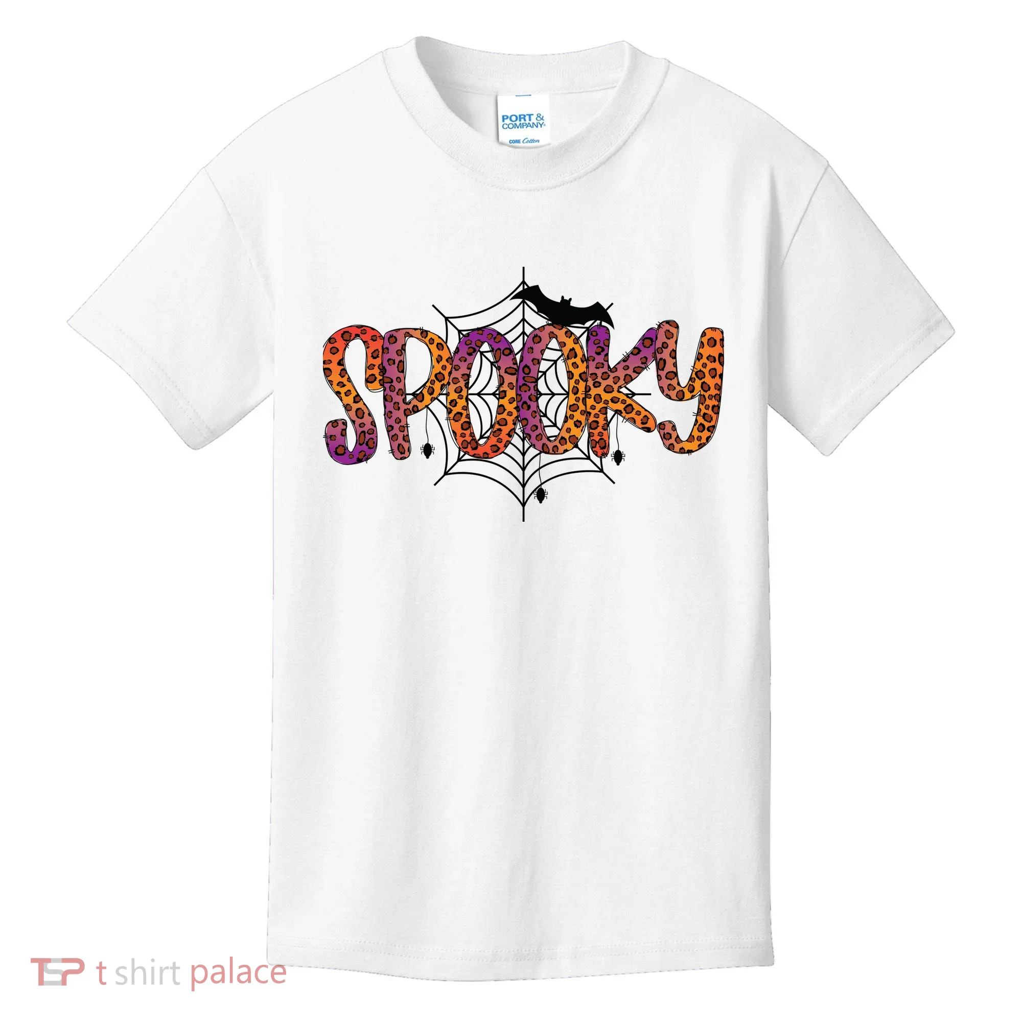 Halloween Spooky Spiderweb Leopard Halloween Day Kids T-Shirt