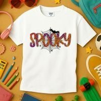 Halloween Spooky Spiderweb Leopard Halloween Day Kids T-Shirt thumb 3
