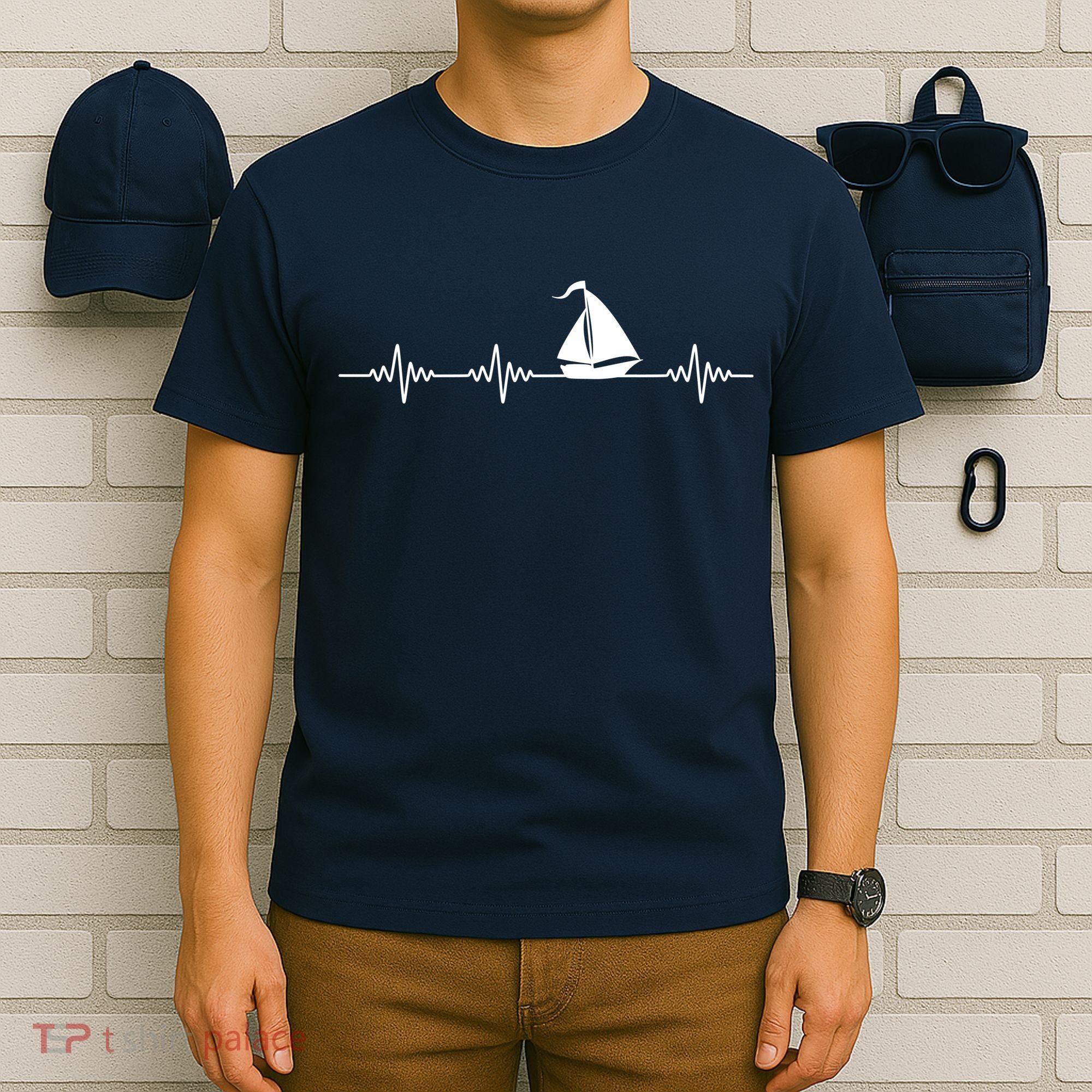 Heartbeat Sailing Sailboat T-Shirt