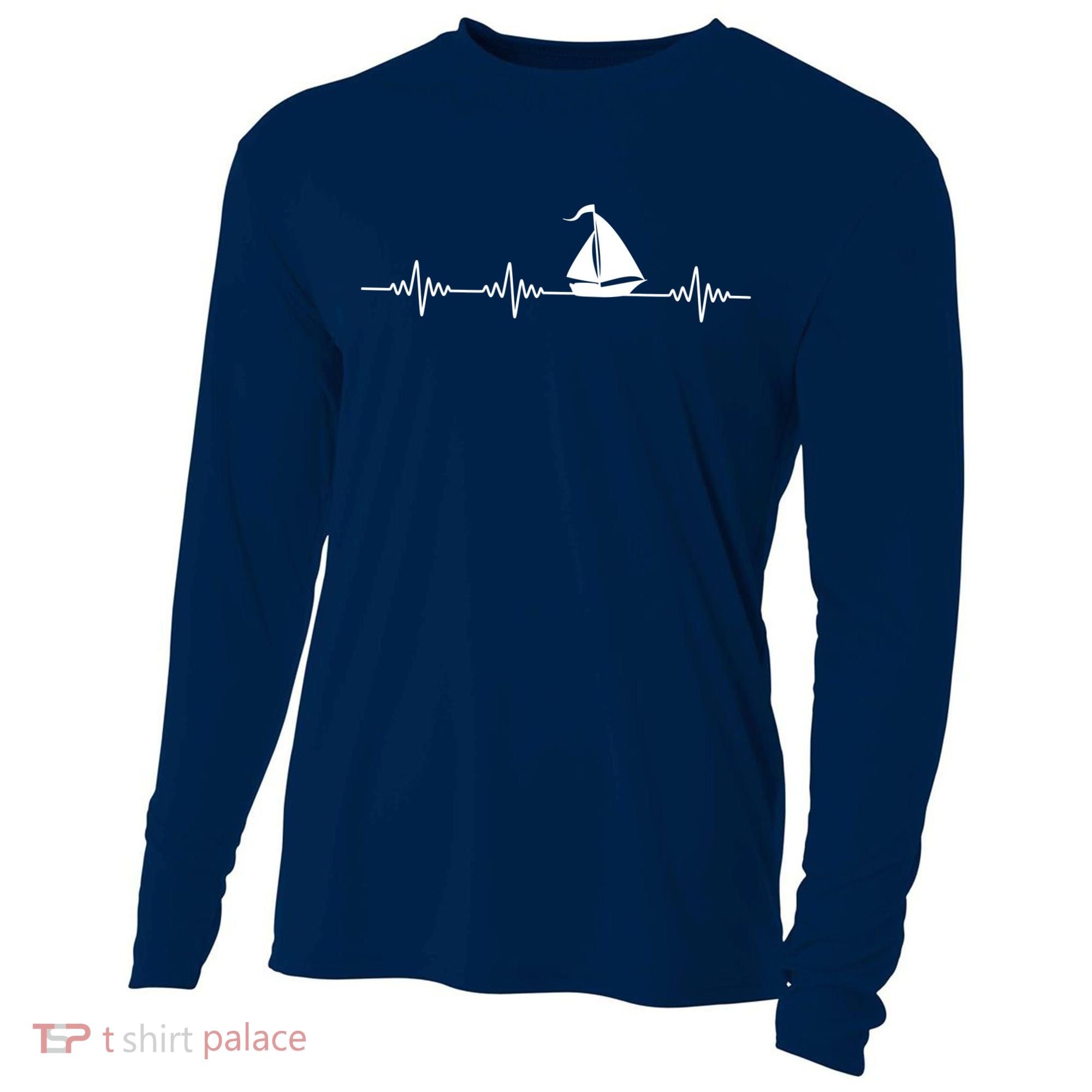 Heartbeat Sailing Sailboat Cooling Performance Long Sleeve Crew