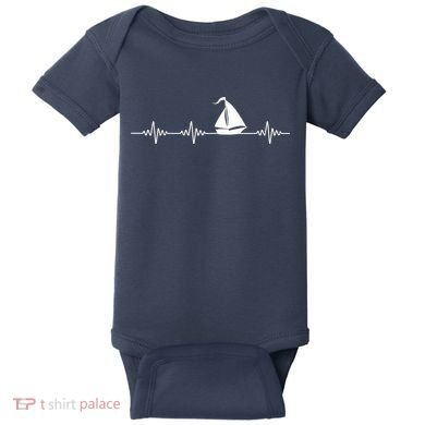 Heartbeat Sailing Sailboat Baby Bodysuit
