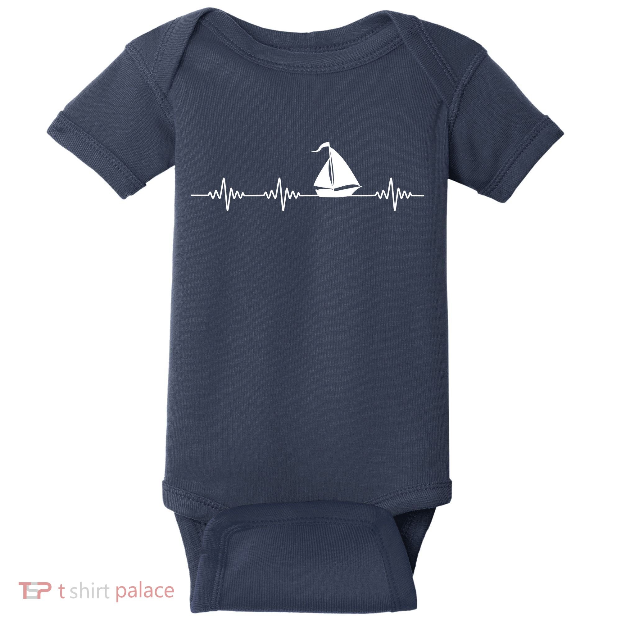 Heartbeat Sailing Sailboat Baby Bodysuit