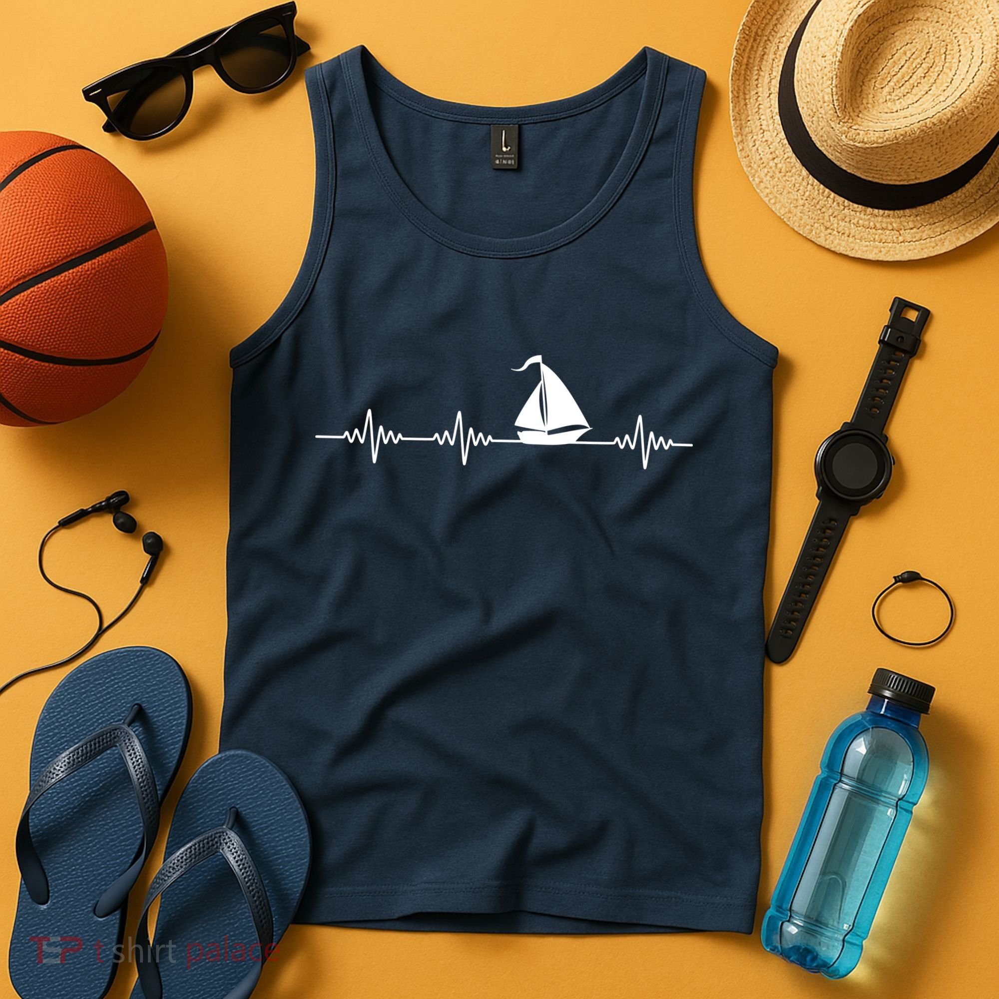 Heartbeat Sailing Sailboat Tank Top