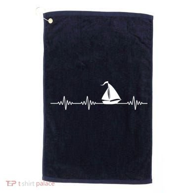 Heartbeat Sailing Sailboat Golf Towel