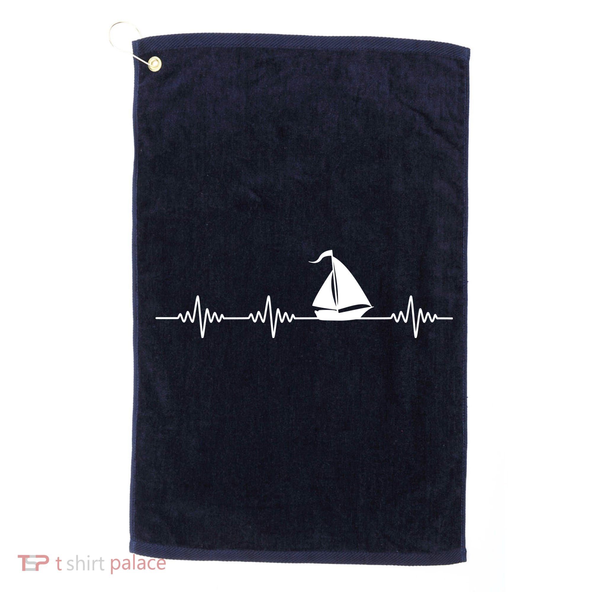 Heartbeat Sailing Sailboat Golf Towel