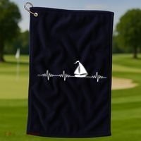 Heartbeat Sailing Sailboat Golf Towel thumb 1