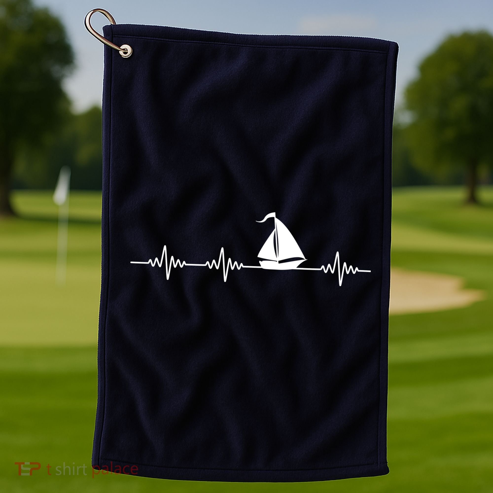 Heartbeat Sailing Sailboat Golf Towel