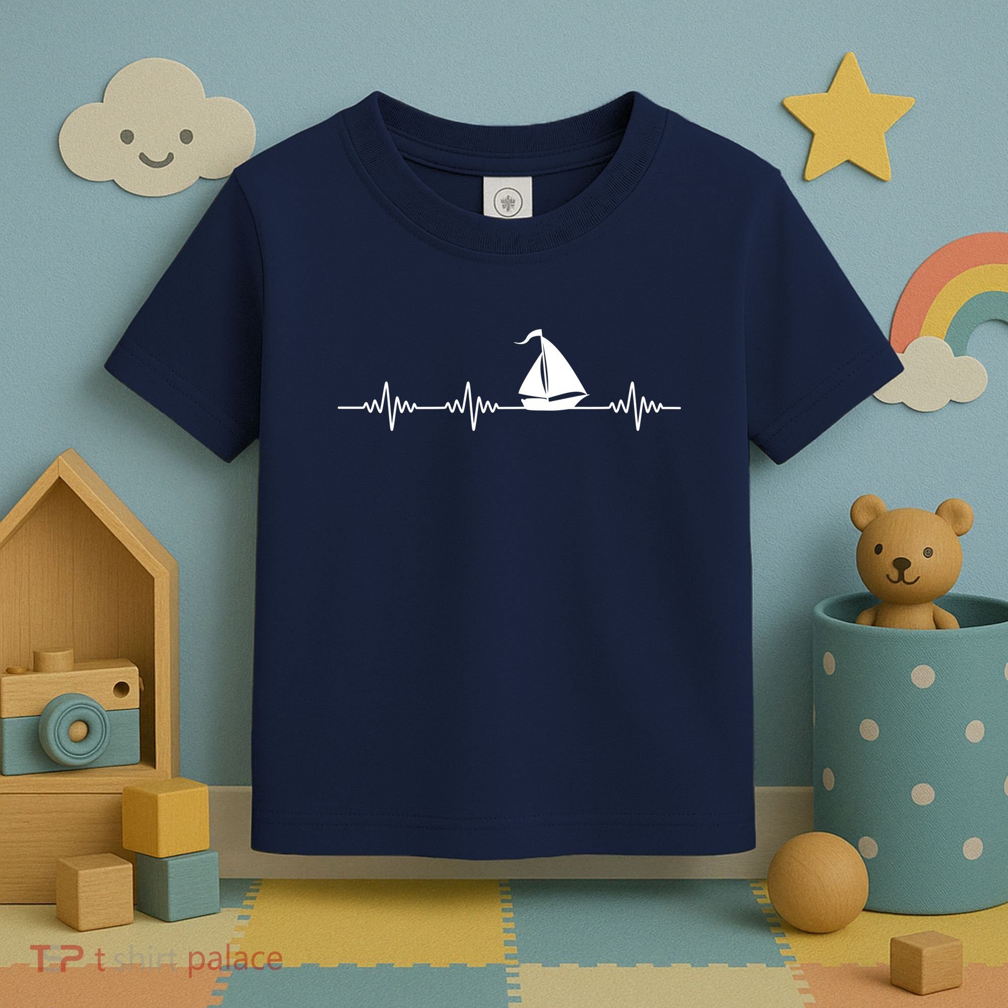 Heartbeat Sailing Sailboat Toddler T-Shirt