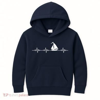 Heartbeat Sailing Sailboat Kids Hoodie